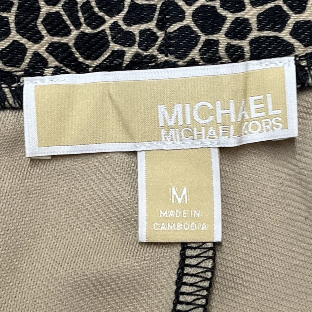 Michael Kors Pants Womens M Brown Print Pull On Flare Split Leg High Rise Casual